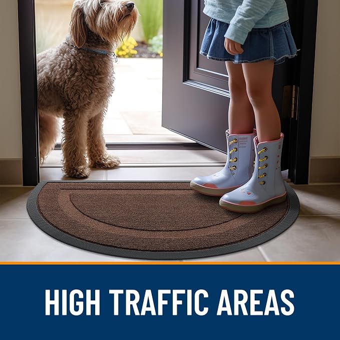 OLANLY Half Circle Door Mat Indoor Outdoor Entrance Welcome, Waterproof