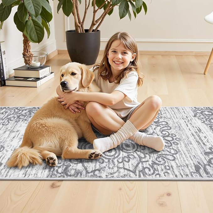 HEBE Hallway Runner Rug 3'x12' Washable Vintage Distressed Area Rugs Non Slip