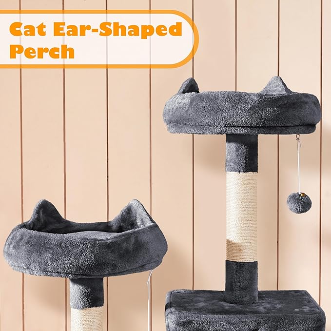 Topeakmart Multi Level Cat Tree, Cat Tower for Indoor Cats with 2 Condos & 2 Perches & Scratching Post, Cat Bed Furniture for Play