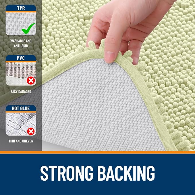 OLANLY Bathroom Runner Rugs 44x24, Soft Absorbent Chenille Bath Rugs, Rubber