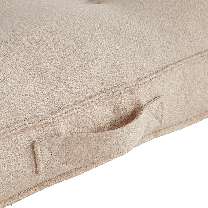 South Pine Porch Mila Square Tufted Pillow Style Dog Bed, Cream, Small (24" x 24")