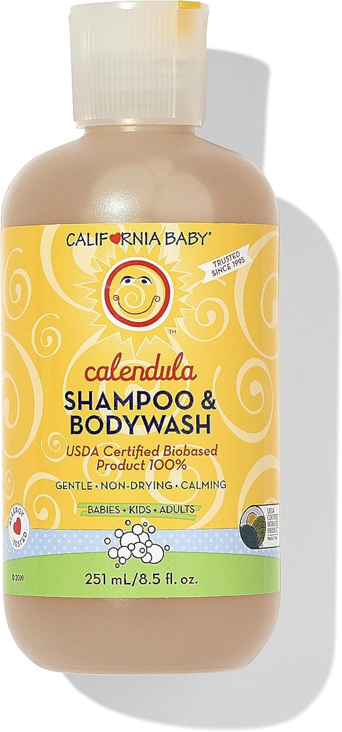 California Baby Calendula Shampoo and Body Wash - Allergy tested Baby Soap and Toddler Shampoo, for Dry, Sensitive Skin, 100% Plant-Based - USDA Certified, 251 mL / 8.5 fl. oz. (Pack of 1)