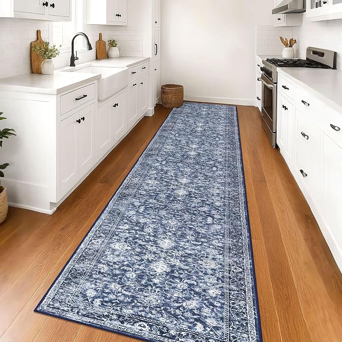 KILOCOCO Runner for Hallway 3x16 Runner Rug Printed Vintage Floral Washable Rug