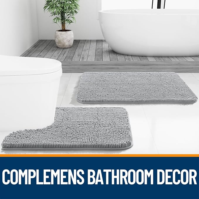 OLANLY Large Bathroom Rugs 59x35, Extra Soft Absorbent Chenille Bath Rugs