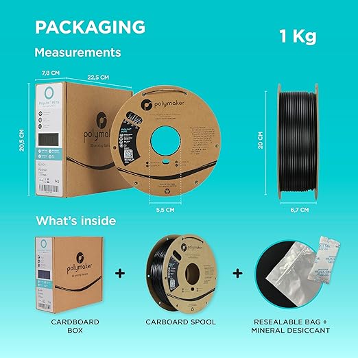 Polymaker PolyLite Black 3D Printer PETG Filament 1.75mm 1kg, Legacy PETG Formula, +- 0.03mm Dimensional Accuracy, Reliable Everyday Filament, Strong Layer Bonding, Compatible with Most 3D Printers