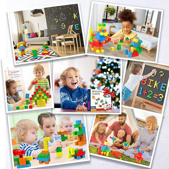 Magnetic Blocks 1.18 inch, Large Magnetic Cube Toy for Sensory STEM Education Preschool Magnet Toys for 3 4 5 6 Year Old Boys and Girls,Christmas Birthday Gifts for Kids Age 3+