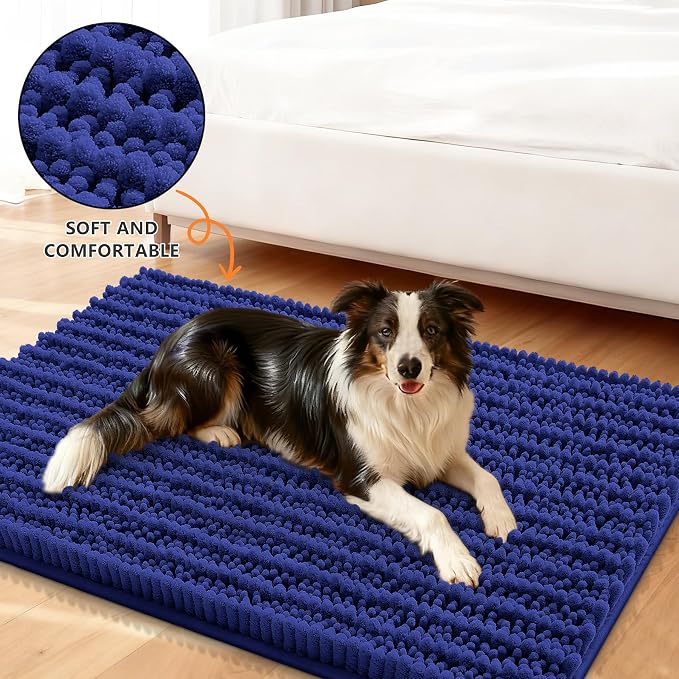 Smiry Dog Door Mat for Muddy Paws 30x20, Absorbent Dirt Trapper, Non-Slip