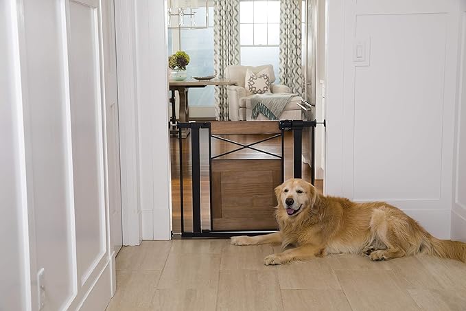 Safety 1st Adjustable Baby Gate for Doorways, Modern Farmhouse Style Gates for Pets, Toddlers, Babies, Children, Wood