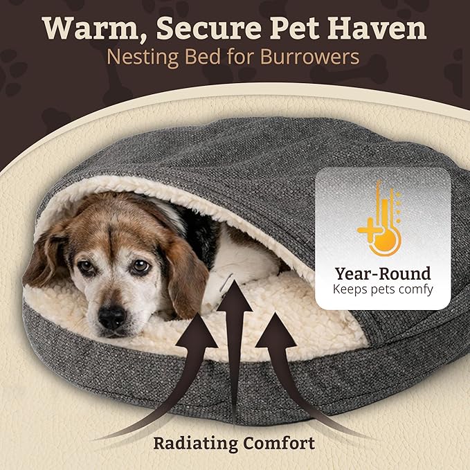 Snoozer Luxury Microsuede Cozy Cave Pet Bed, Show Dog Collection, Small, Merlin Pewter