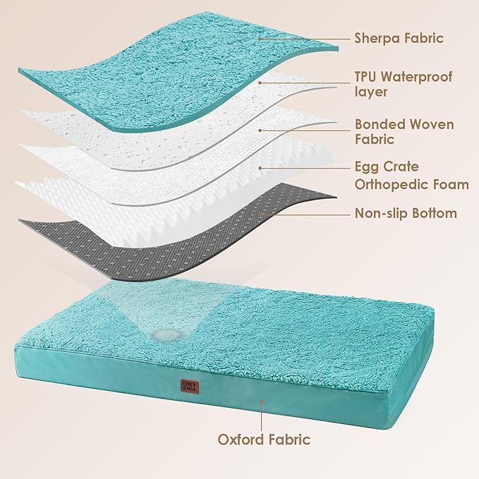 EHEYCIGA Orthopedic Dog Beds for Large Dogs with Removable Washable Cover, Turquoise Blue, 36x27