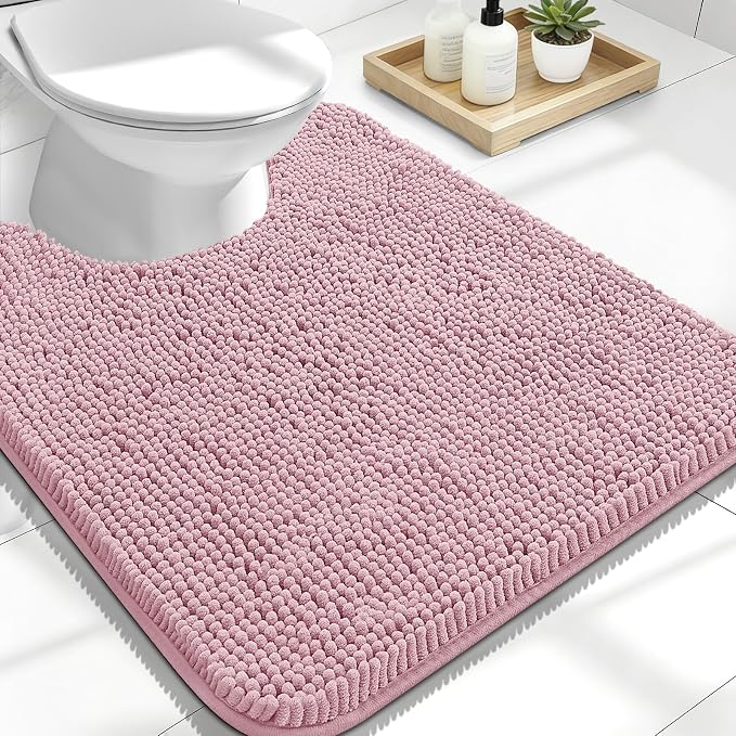OLANLY Toilet Rugs U-Shaped 24x20, Extra Soft Absorbent Chenille Contour