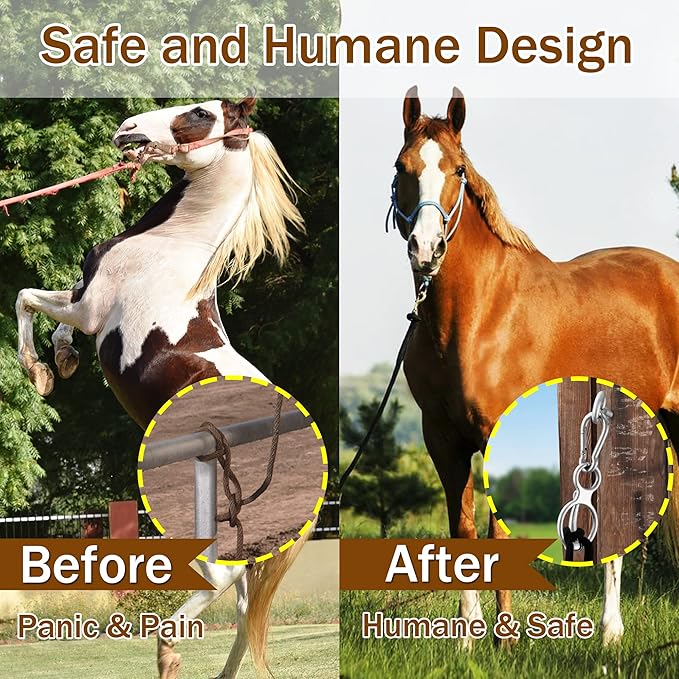 6PCS Horse Tie Ring, Safe Tie Horse Supplies, Humane Way Tie Ring, Magnetic Ring for Tying and Retracting, Helps Horse Pull Back and Releases Stress from The Horse