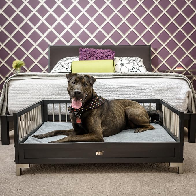New Age Pet ecoFLEX Manhattan Raised Dog Bed w/Removable Cushion, X-Large, Espresso