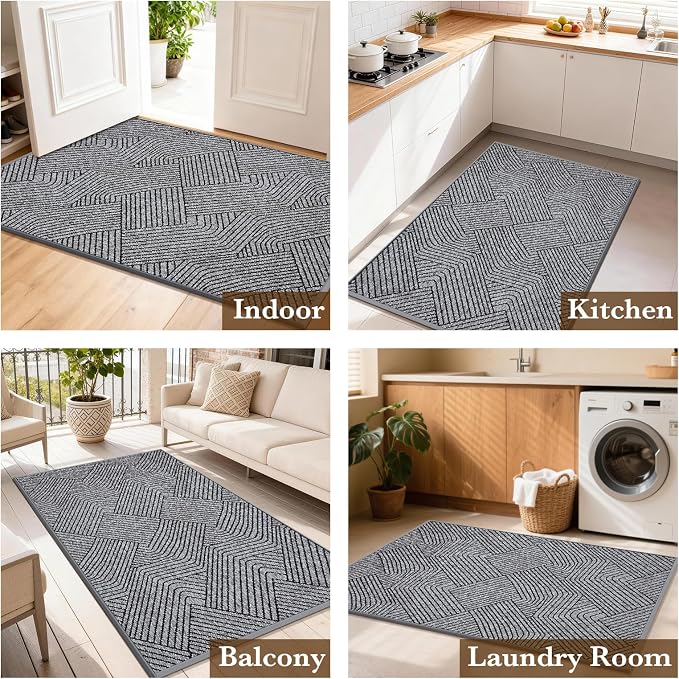 Indoor Door Mat 36"x59" Large, Low-Profile Welcome Front Door Mat Indoor