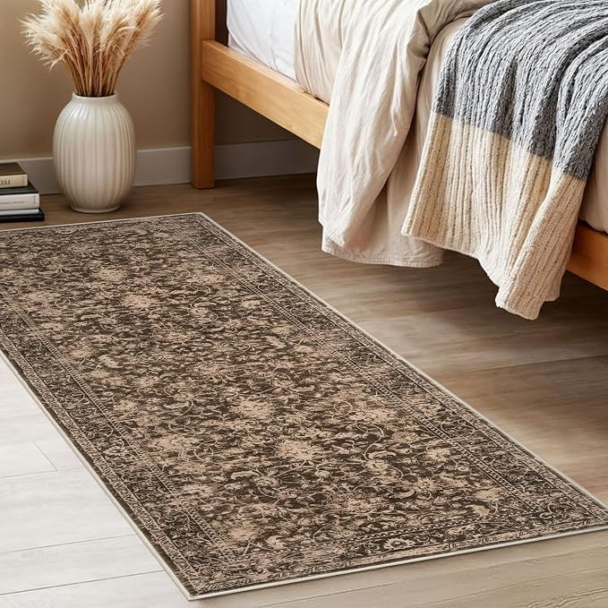 KILOCOCO Hallway Runner 2x5 Kitchen Runner Rug Printed Floral Non-Slip Washable