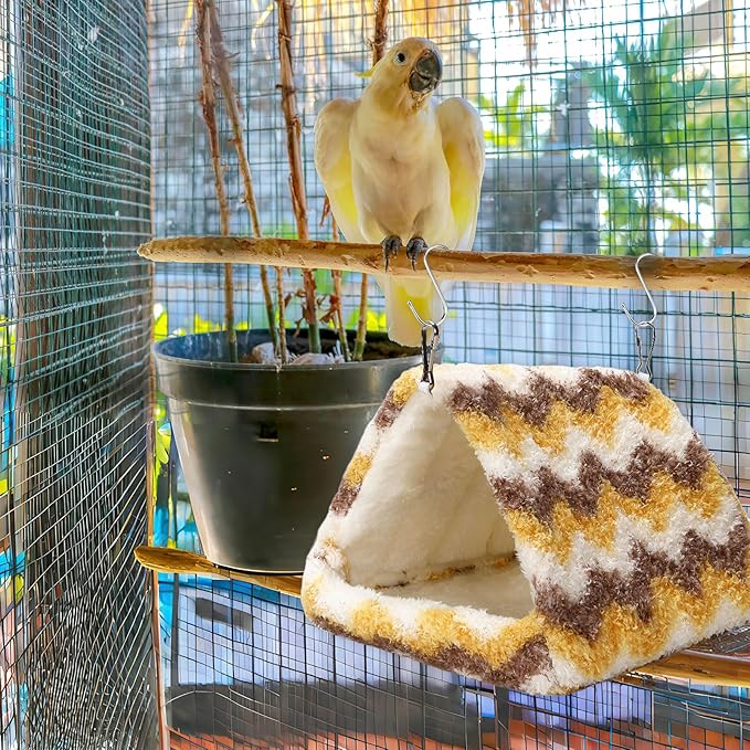 2 Pack Bird Nest House, Hanging Hammock Fluffy Parrots Bird Bed for Cage Bird Plush Nest for Parrot Macaw Budgies Eclectus Parakeet Cockatiels Cockatoo Lovebird