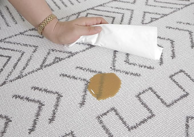 Baby Care Play Mat (Medium, Nordic Trails - Tribal) 73’’ x 49’’ Original One-Piece Reversible Rollable Waterproof Firm PVC Play Mat for Infants, Babies, Toddler, and Kids