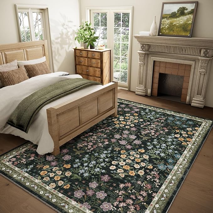 8x10 Area Rugs for Living Room: Washable Rug for Bedroom Vintage Stain