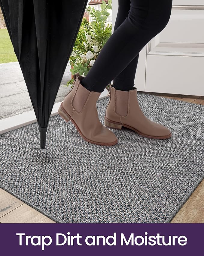 DEXI Ultra Thin Door Mat Indoor Entrance 48x72, Non Slip Rubber Backed Entryway