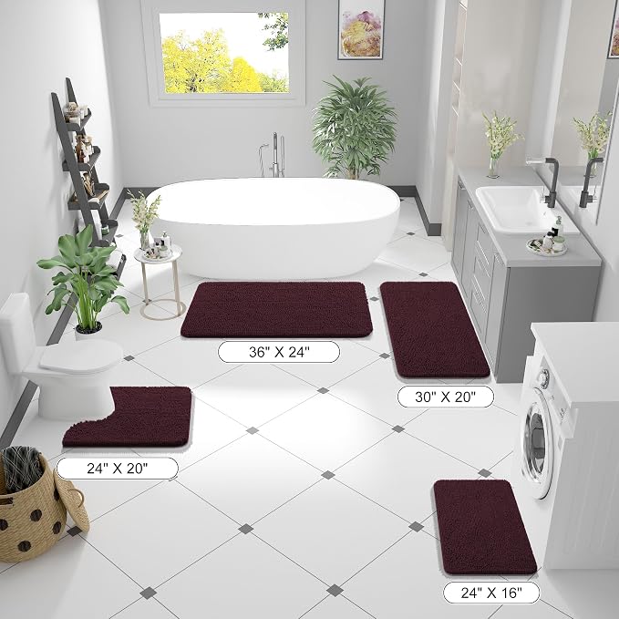 OLANLY Bathroom Rugs 36x24, Extra Soft Absorbent Chenille Bath Rugs, Rubber