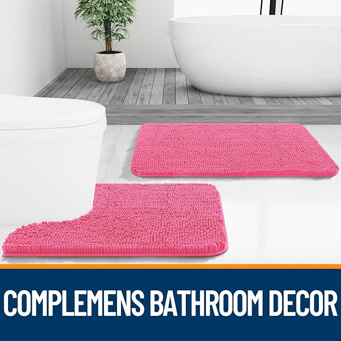 OLANLY Bathroom Runner Rugs 59x20, Soft Absorbent Chenille Bath Rugs, Rubber