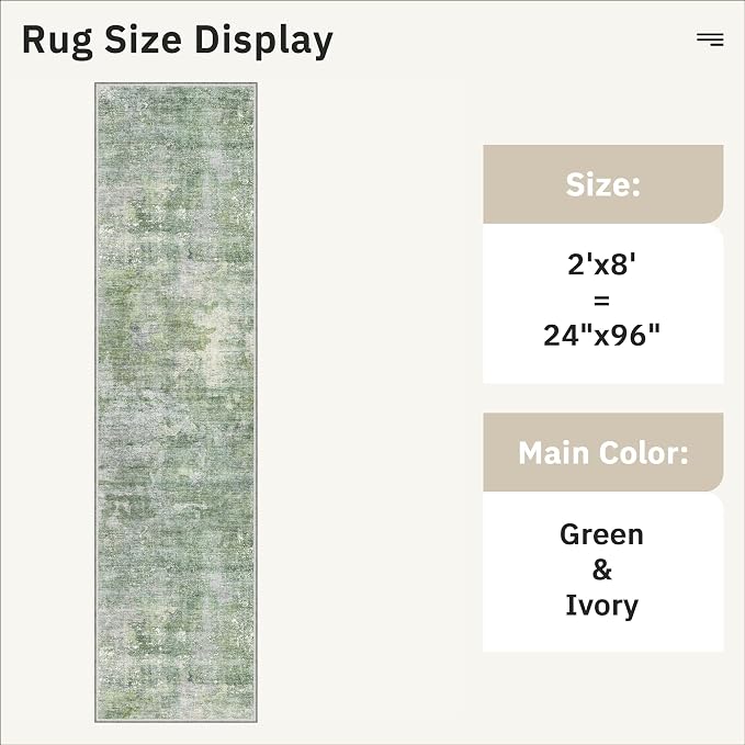 Soalmost Runner Rug 2x8 Washable Non-Slip Hallway Runner Rugs