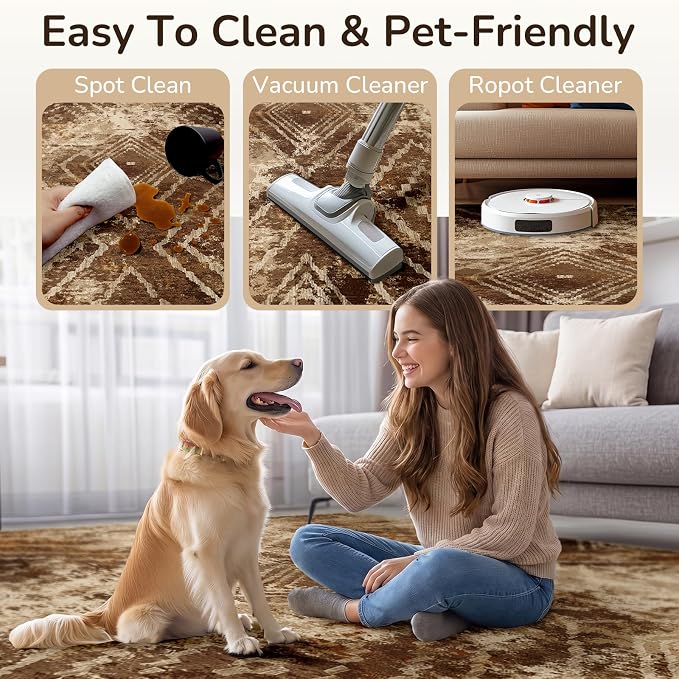 BESTSWEETIE Area Rug 2x10 Rug Machine Washable Non-Slip Low Pile Print Pattern