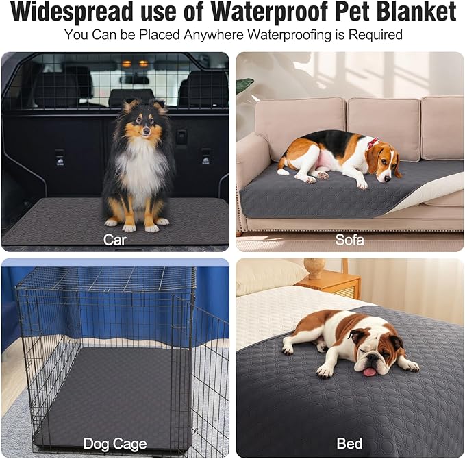 ele ELEOPTION Waterproof Dog Bed Blanket Cover Washable Extra Large Pee Pads for Dogs Reusable Absorbent Puppy Pet Pee Pads for Sofa, Bed, Couch 82x 82inch Gray