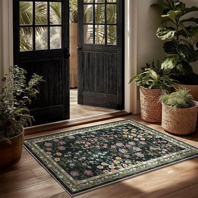Machine Washable Throw Rugs for Entryway: Door Mat Indoor Entrance 2x3 Rug