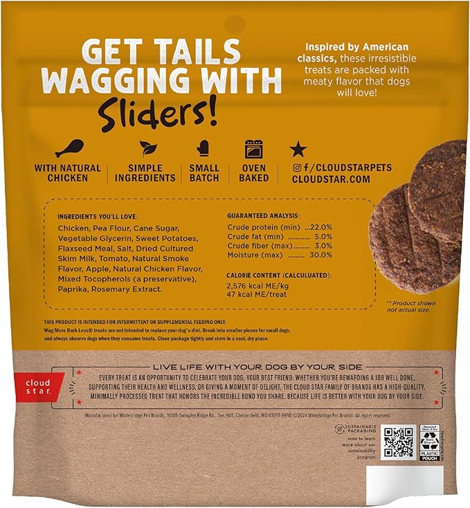Cloud Star Wag More Bark Less Sliders Dog Treats, BBQ Chicken, 8 oz. Bag