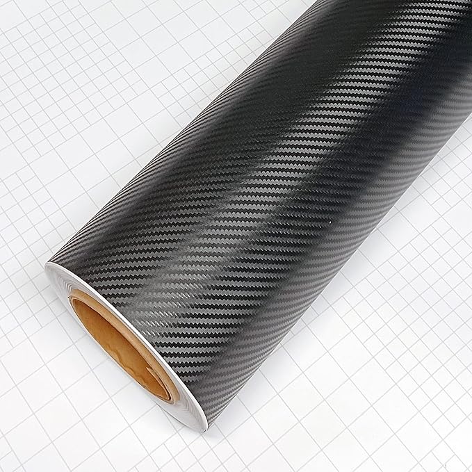 3D Carbon Fiber Vinyl Wrap Sheet – 24" x 60" Black Twill Weave