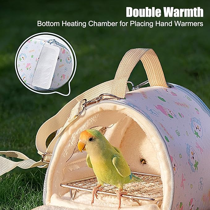 Portable Bird Travel Carrier, Parrot Transport Box, 16x12 Inch Travel Carrier with Clear Window, Lightweight Parrot with Ventilation Mesh, Foldable Bird Box with Secure Latch, for Parakeet Hiking