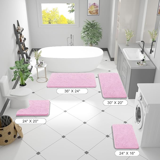 OLANLY Bathroom Runner Rugs 47x24, Extra Soft Absorbent Chenille Bath Rugs