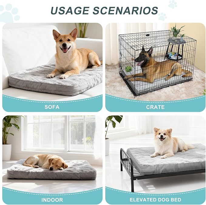 Explore Land Waterproof Dog Bed Cover Machine Washable Fluffy Dog Bed Replacement Cover for 42 Inch Crate, 40Lx27Wx4H inch, Gray
