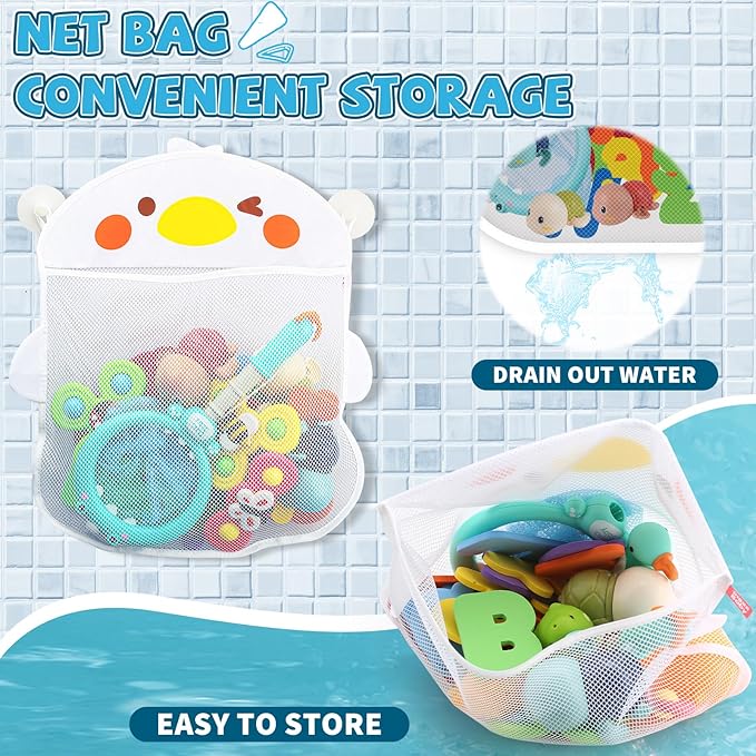 Baby Bath Toys for Toddlers 1-3, Kid Bathtub Toy with 36 Foam Bath Letter & Number, Fishing Games with Fish Net, Water Pool Toy with Storage Bag, Shower Toy Gift for Boy Girl Infant 1 2 3 4 5 6