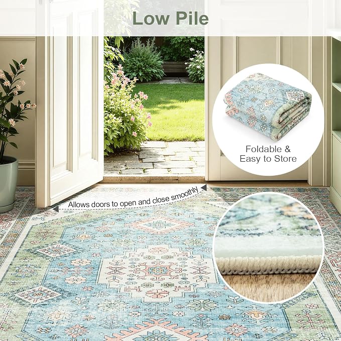 Lofus Vintage Living Room Rugs 5x7, Soft Machine Washable Area Rug