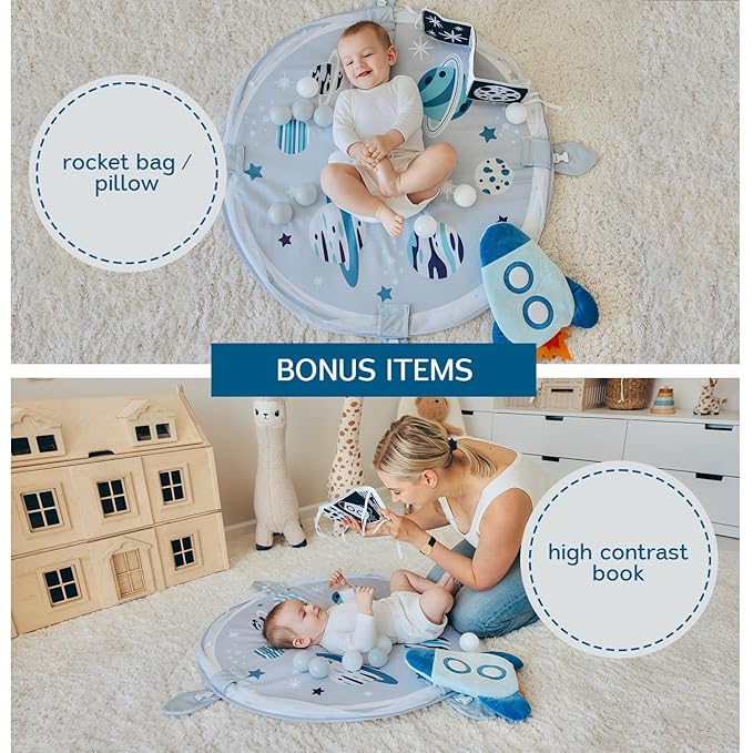6-in-1 XL Play Mat & Play Gym, Baby Gym, Baby Activity Gym, Sensory Exploration and Motor Skill Development Toys (Space Gray)