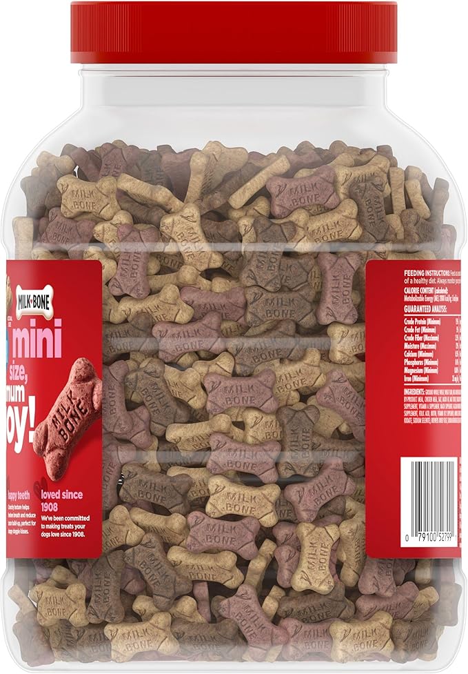 Milk-Bone Flavor Snacks Mini’s Dog Biscuits, Flavored Crunchy Dog Treats, 36 Oz. Canister (Pack of 2)