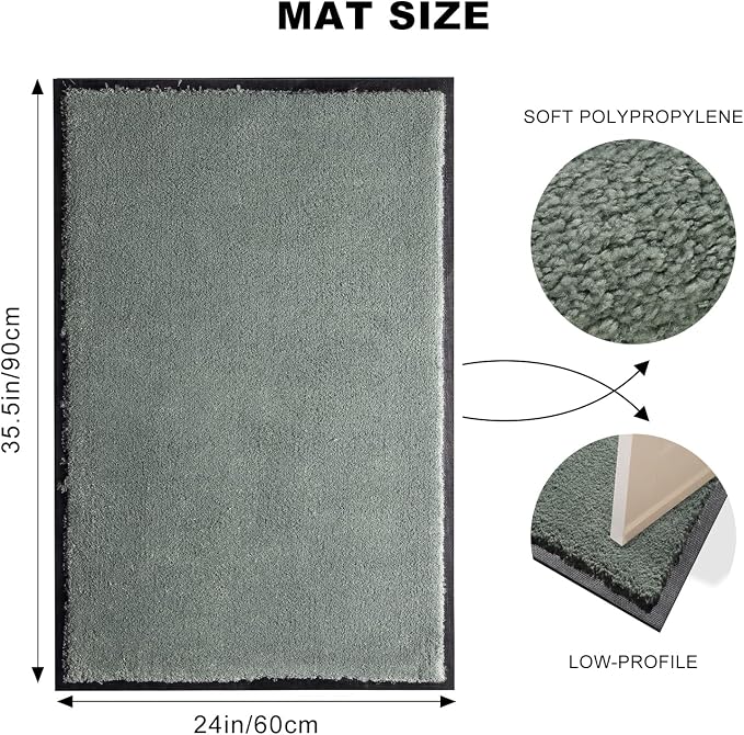 Mibao Front Door Mat Indoor Entrance, 29.5" x 17", Dirt Trapper Welcome Mat
