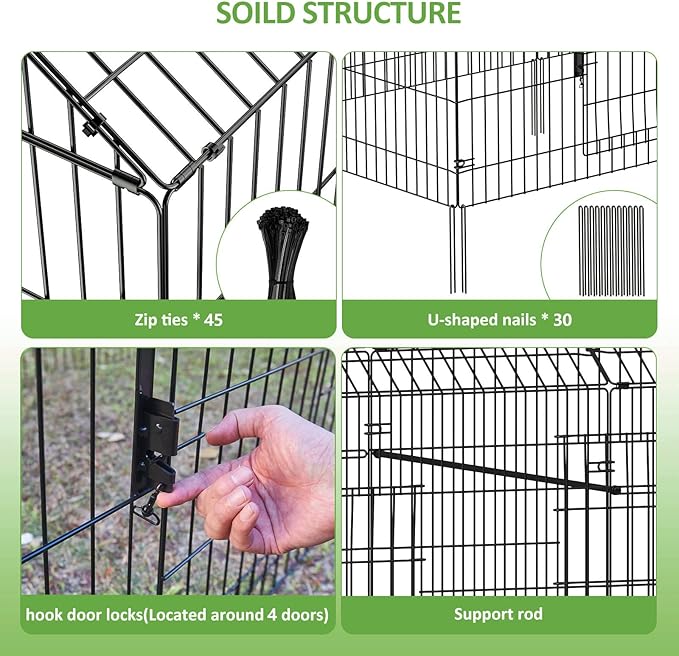INJOPEXI Metal Chicken Coop 130"×40"×39" Chicken Runs for Yard with Cover Chicken Playpen Enclosure Chicken Pen Kennel Duck Coop Cage for Outdoor Backyard Farm Rabbit Dog Cat Small Animal Poultry
