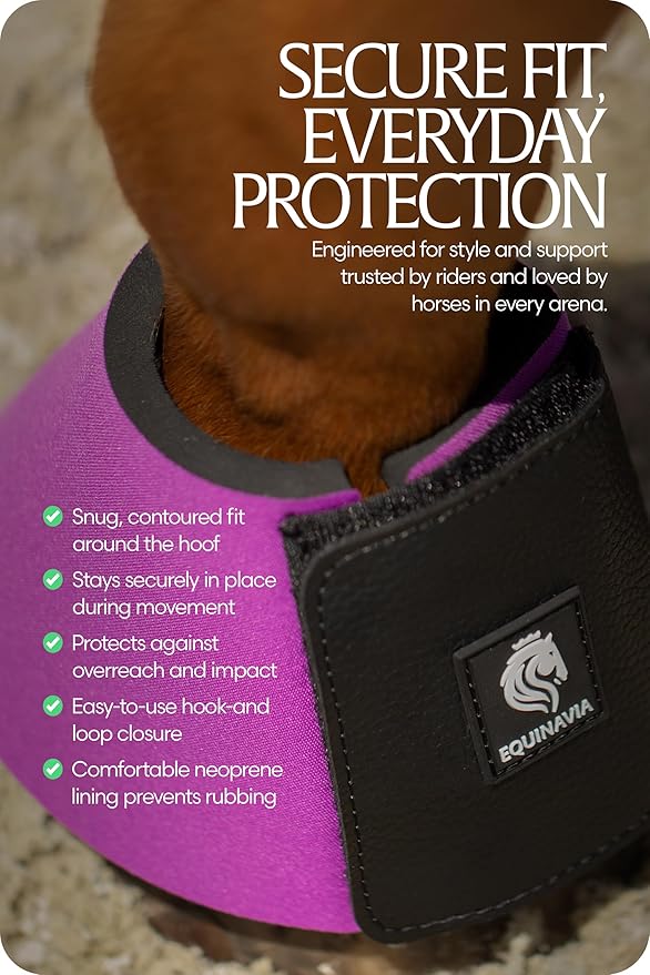 Equinavia Toki Bell Boots for Horses | Neoprene Overreach Boots - Bright Purple - M