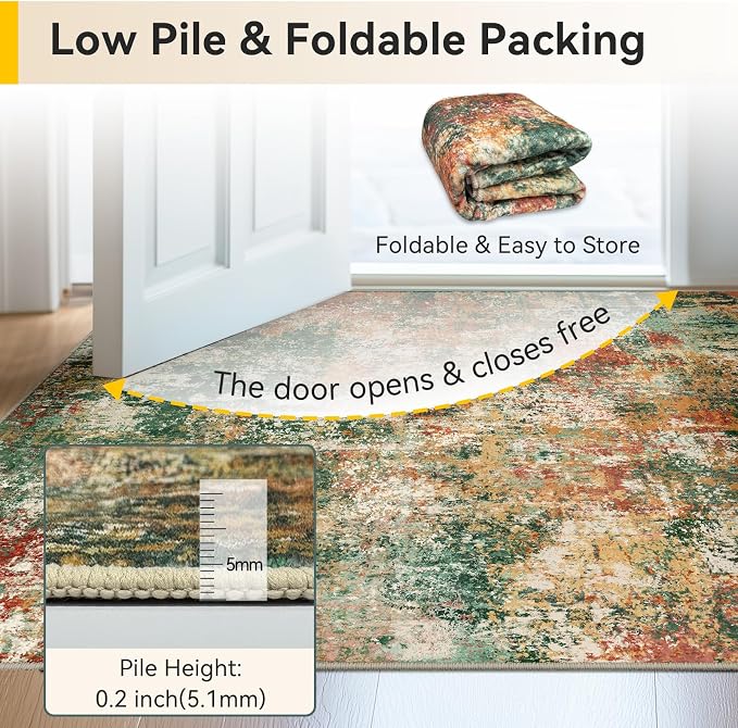 RELEANY Washable Area Rugs 10'x14 Non-Slip Modern Abstract Soft