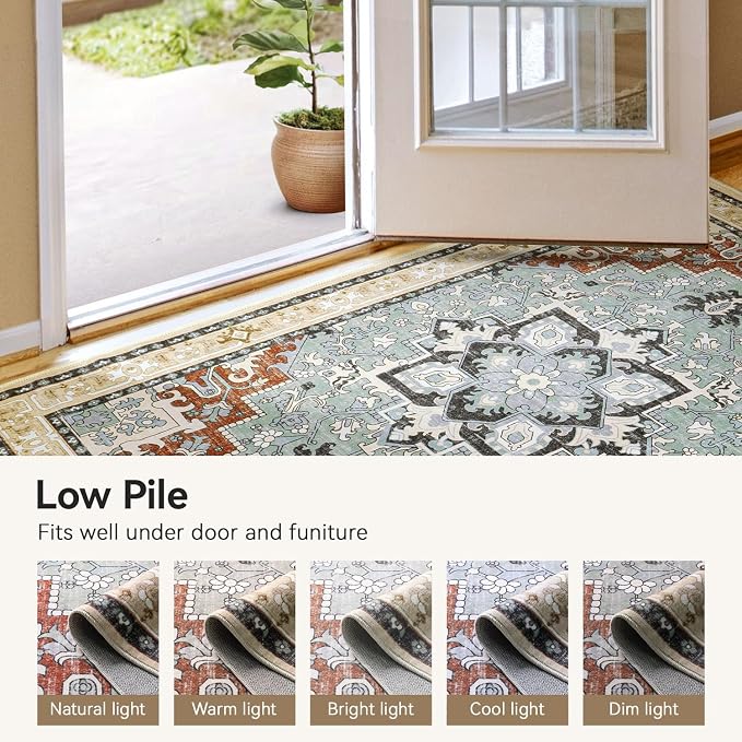 Lofus 6x9 Area Rugs for Living Room, Floral Washable Area Rug for Bedroom