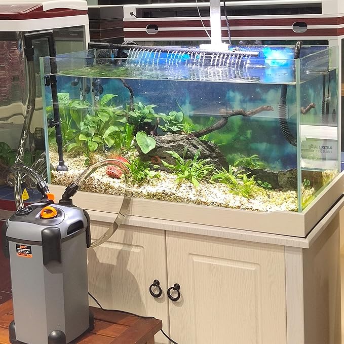 Aquarium Canister Filter with 3 Media Trays Spray Bar External Canister Filter for Large Fish Tank and Aquariums, 1000F-266GPH