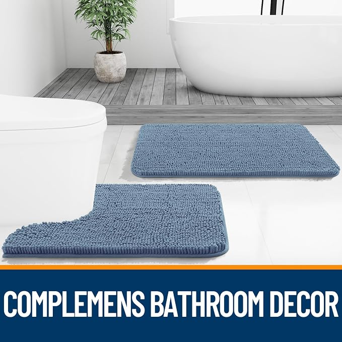OLANLY Large Bathroom Rugs 45x27, Extra Soft Absorbent Chenille Bath Rugs