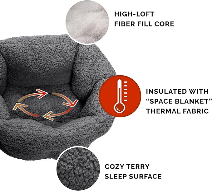 Furhaven 23" Round Self-Warming Pet Bed for Indoor Cats & Medium/Small Dogs, 100% Washable, For Pets Up to 45 lbs - Hi Lo Snuggle Terry Cuddler - Charcoal Gray, Medium