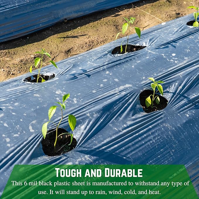 Farm Plastic Supply - Black Plastic Sheeting - 6 mil - (20' x 100') - Black Plastic Tarp, Polyethylene Vapor Barrier Plastic Sheeting, Black Painters Tarp, Roll of Heavy Duty Plastic