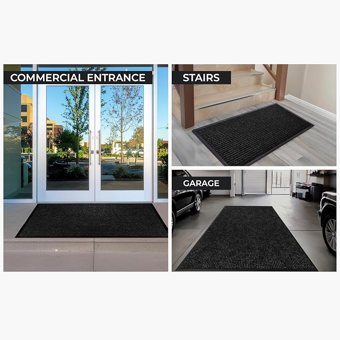 Commercial Door Mat 4'x6' Black, Heavy Duty Industrial Floor Mat