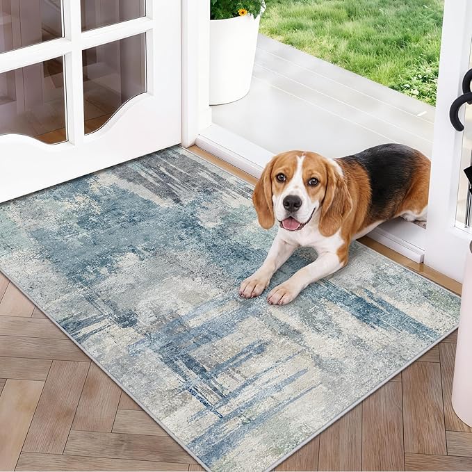 Abstract Bath Mat 2x3 Rug Washable Non-Slip Small Rugs