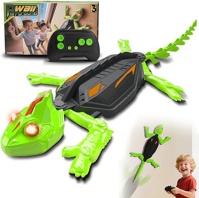 Wall Climbing RC Chameleon Toy for Kids, Rechargeable Remote Control Lizard Toy with LED Eyes, Dual Mode Floor & Wall Driving, Gift for Boys Girls Ages 3+